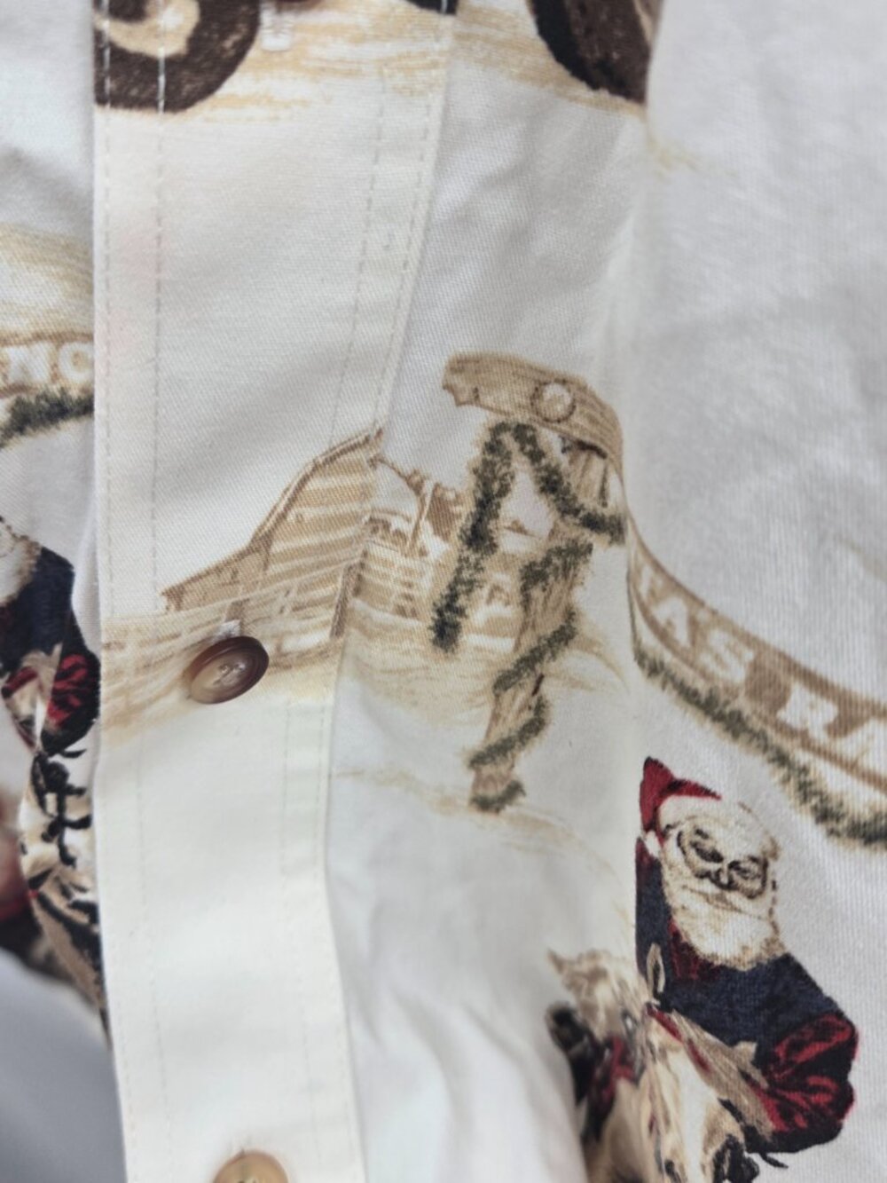 Vintage Bit & Bridle Western Christmas Santa Button Down Shirt Size XL - Picture 8 of 12